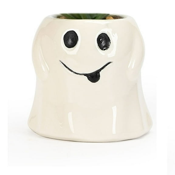 dfutuy Halloween Decoration Flower Pot Ghost Festival Succulent Ceramic Flower Pot Desktop Green Plant Decoration ( No plants included )