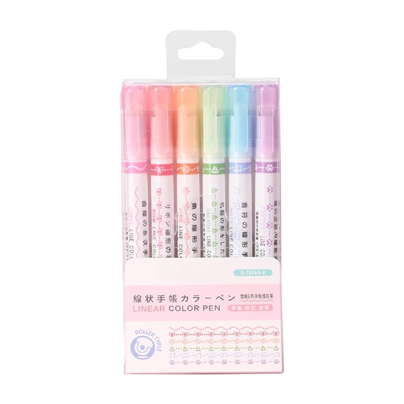 dfutuy Highlighter Pen Set Border Pen 6 Colours Highlighter Set with Different Shapes Highlighters Markers Coloured Pens 5ml