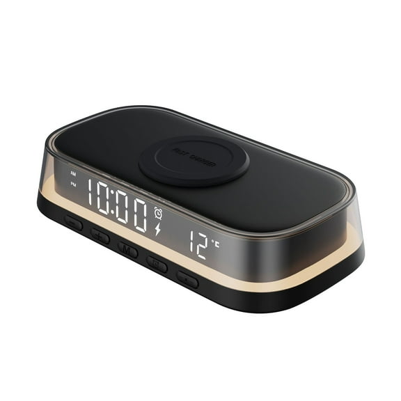 dfutuy Multi Functional Four in One Wireless Charger Digital Clock Alarm Clock Temperature Display LED Night Light Wireless Charging Suitable for IOS and Android 2025 Sale