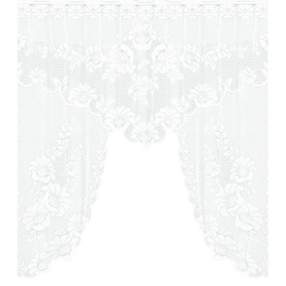 dfutuy Old World Style Floral Lace Kitchen Curtain Vintage Style Cafe Curtain Window Scarf