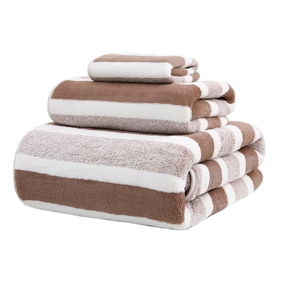dfutuy Striped Bath Towels Set for Bathroom Cotton Thick Soft Absorbent Towel Set of 3 Household Wash Face Gift Towel 2025 Sale