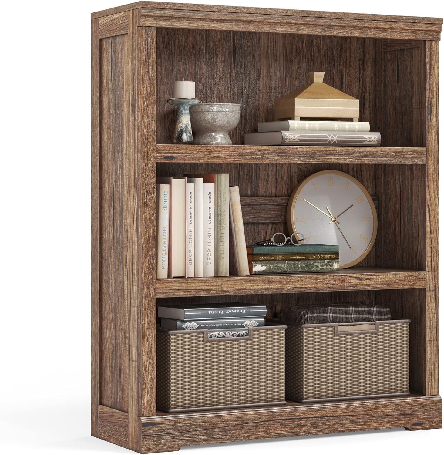 dgydbguuh 2-Tier Bookcase and Bookshelf Small Wood Display Storage ...