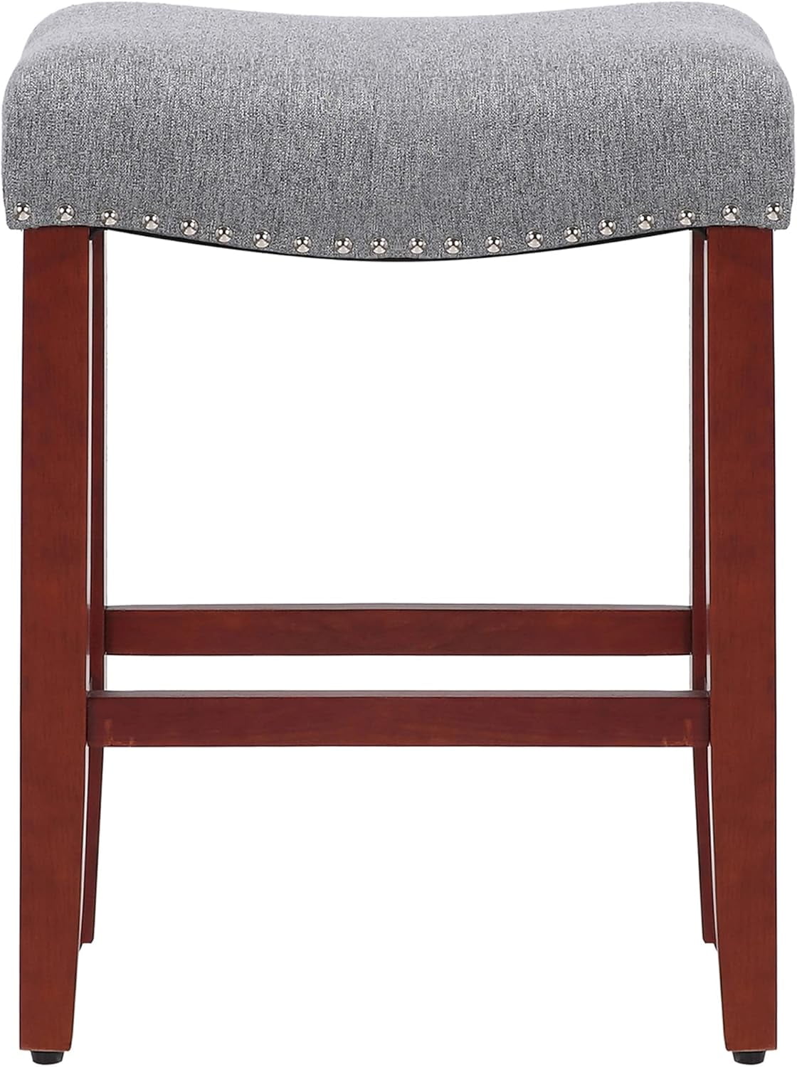 Bar Stools Set of 4 Counter Height Gray with White Cushion Saddle Seat 24