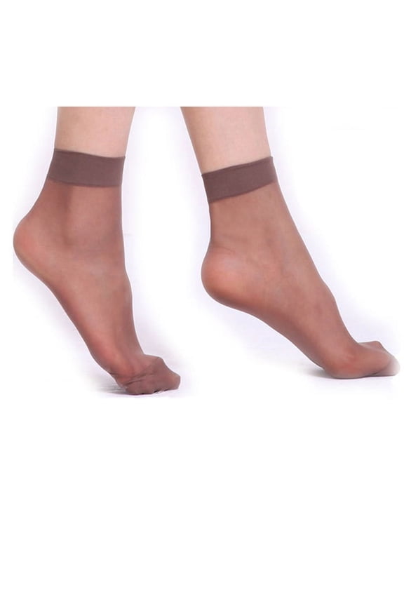 10-Pack Sheer Footies, Invisible Toe & Heel Grip Socks for Open Shoes, Prevents Blisters & Keeps Shoes Clean 咖啡色(Coffee) 10 pairs