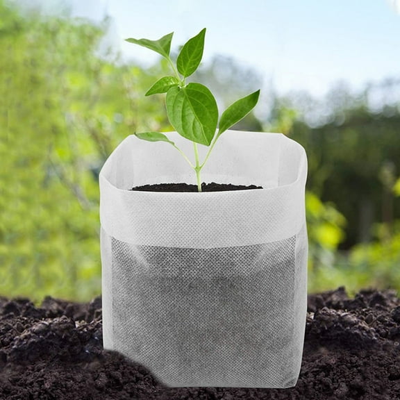 dgysar 100Pcs 4x3 Inch Non-Woven Seedling Bags Thickened Nursery Grow Pouches for Eco-Friendly Garden Planting and Root Health Support White