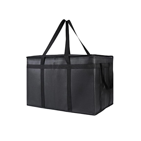 dgysar 15L Thermal Insulated Delivery Bag Aluminum Foil Interior Leakproof Food Cooler Carrier for Grocery Transport Picnic for Camping Trip Black