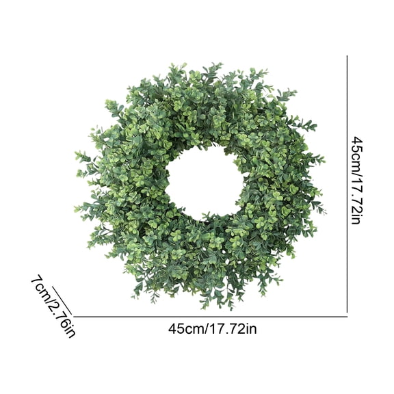dgysar 18-inch Frosted Greenery Wreath All-Weather Plastic Grass Vine Circle for Front Door Farmhouse Porch Indoor Outdoor Decor green 1set