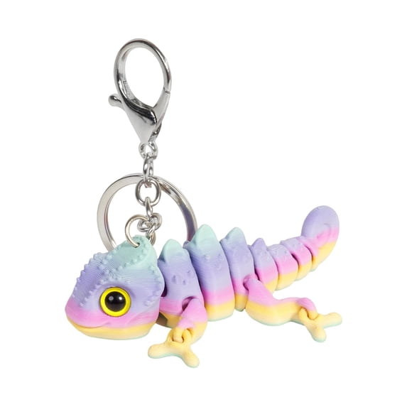 dgysar 3D Printed Articulated Chameleon Keychain Realistic Flexible Lizard Figurine for Schoolbag Pendant Desktop Fidget Gift Watermelon Red One Size