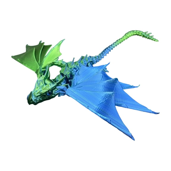 dgysar 3D Printed Winged Crystal Dragon Fully Articulated Flexible Figurine with Movable Jaw for Desktop Fidget Stress Relief Blue C 1 PCS
