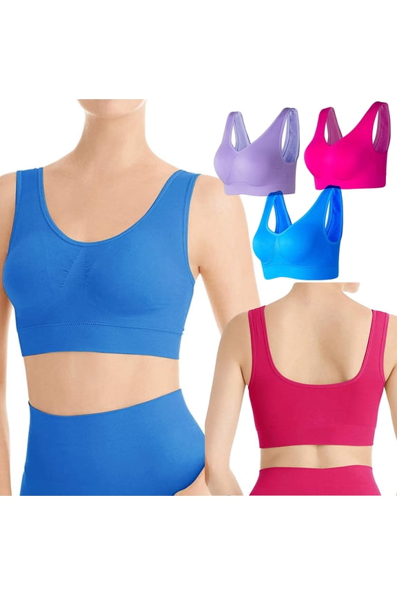 3PC Plus Size Athletic Bras, Encapsulation Design with Wide Bands, Maximum Support for DDD+ Cup, Fitness & Cardio Multicolour S