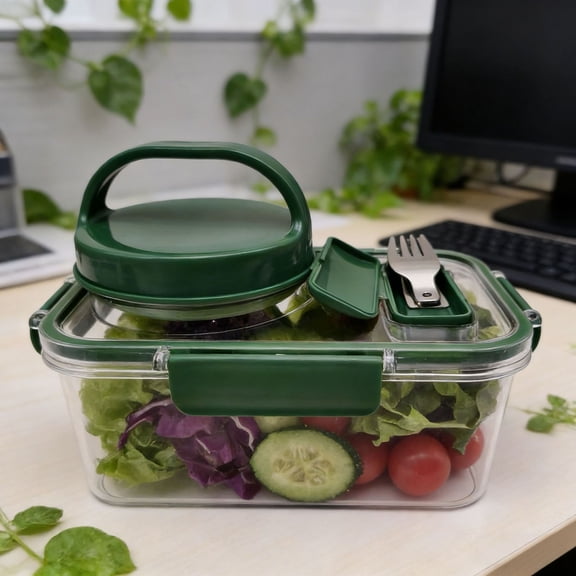 dgysar 4-Compartment Square Spice Jar and Condiment Storage Bottle with Lids for Portable Picnic and Home Kitchen Use green 1PC