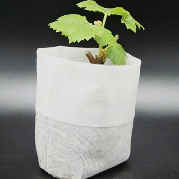 dgysar 4 Inch Non-woven Nursery Bags 100Pcs Biodegradable Seedling Raising Pots for Eco-Friendly Garden Planting Greenhouse Propagation White