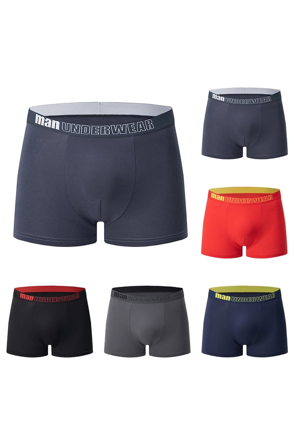 5-Pack Men's Cotton Boxer Briefs Comfort Flex Waistband Breathable Underwear Multi-Color Casual Sports Base Set for Active Daily Use Blue 3XL