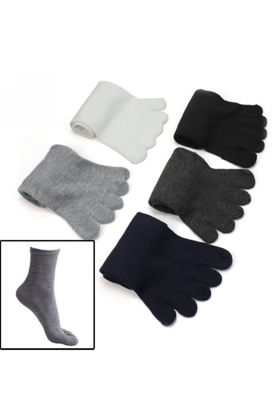 5-Pair Men's Five Toe Socks, Separate Finger Comfortable Warm Cotton Socks, Multi MIX