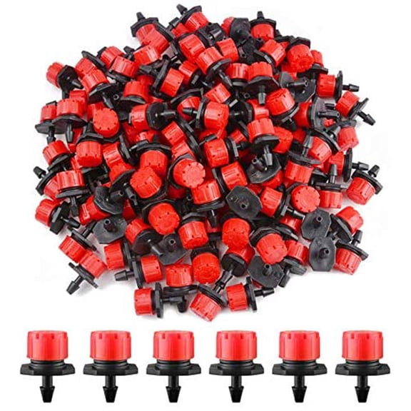 dgysar 50Pcs Adjustable Drip Irrigation Drippers 8-Hole Micro Spray Emitters for Garden Lawn Greenhouse 1/4 Inch Hose Watering System Red