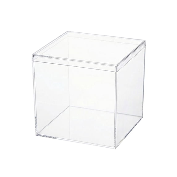 dgysar Clear Acrylic Square Box Transparent Display Case with Lid for Handmade Models Jewelry Organizers D4.7 x 4.7 Inches