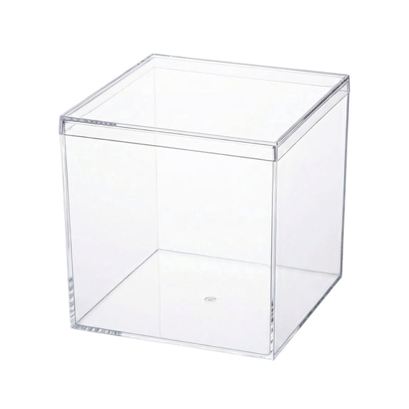 dgysar Clear Acrylic Square Box Transparent Display Case with Lid for Handmade Models Jewelry Organizers E5.9 x 5.9 Inches
