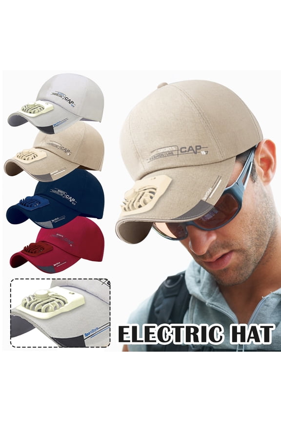 Adult Sun Hat with Cooling Fan, UPF50+ USB Rechargeable Portable Fan Cap for Hiking and Travel Blue