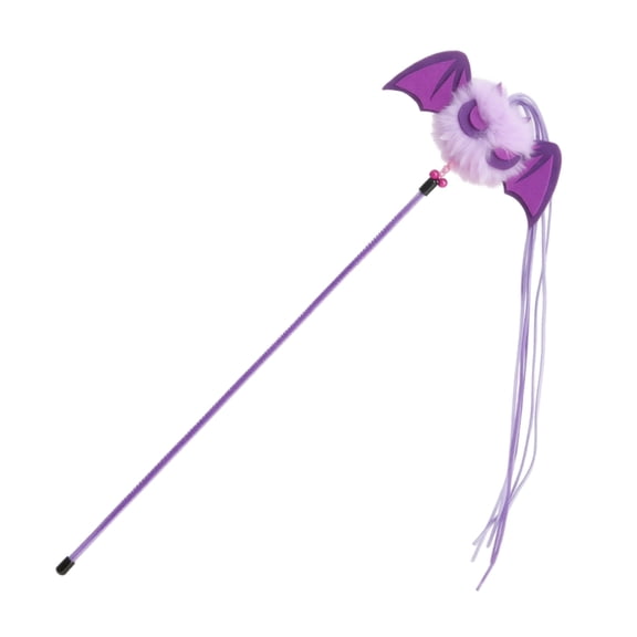 dgysar Bat Cat Wand, 49cm Long Rigid Shaft, Plush Halloween Figure, Feather Tassel Fringe, For Aerial Jumping, Stamina Training, All Cats