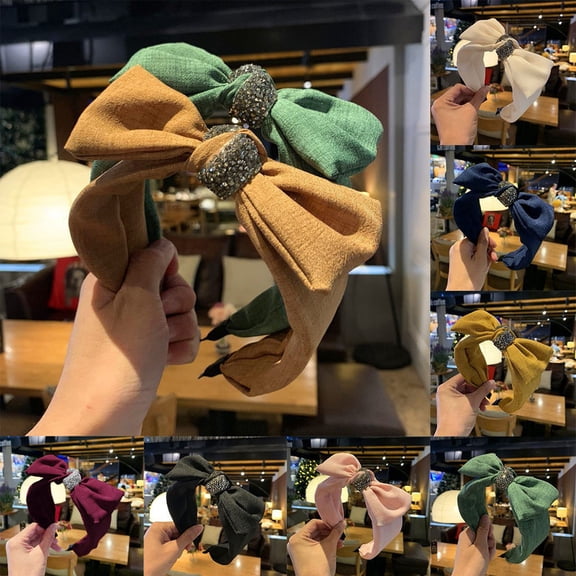 dgysar Bow Flower Knot Cross Tie Soft Fabric Headband Turban Hair Hoop 1-Piece Accessory for Women and Girls Navy