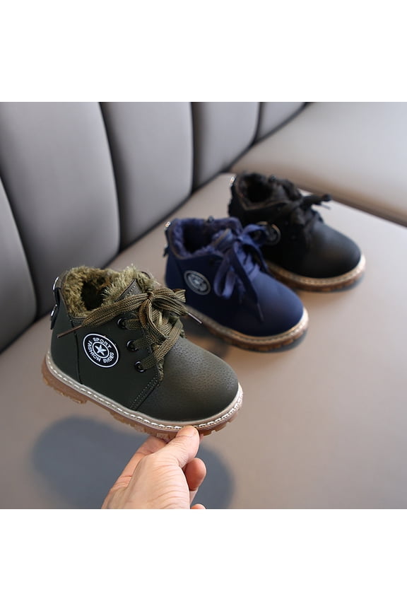 Boys Fashion Sport Boots Mid Calf First Walkers Stylish Soft Sole Breathable Non-slip for Indoor Outdoor Daily Use Black 22