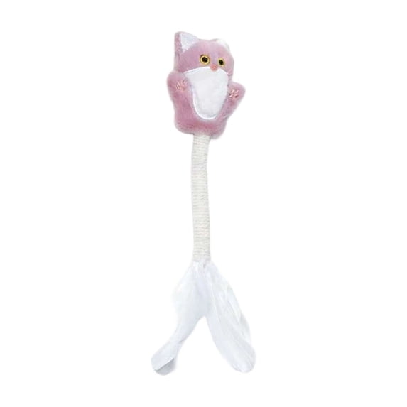 dgysar Cat Shape Silvervine and Catnip Chew Stick with Feather Tassel Interactive Woven Rope Teaser for Teething Relief and Indoor Boredom Relief