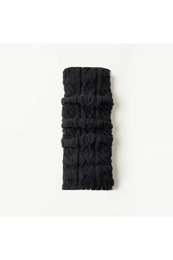 Chunky Knit Slouch Socks, Oversized Cable Pattern Leg Warmers, Bohemian Style for Boots, Lounge & Cold Weather Fashion Black 1Pair