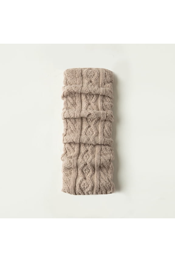 Chunky Knit Slouch Socks, Oversized Cable Pattern Leg Warmers, Bohemian Style for Boots, Lounge & Cold Weather Fashion Khaki 1Pair