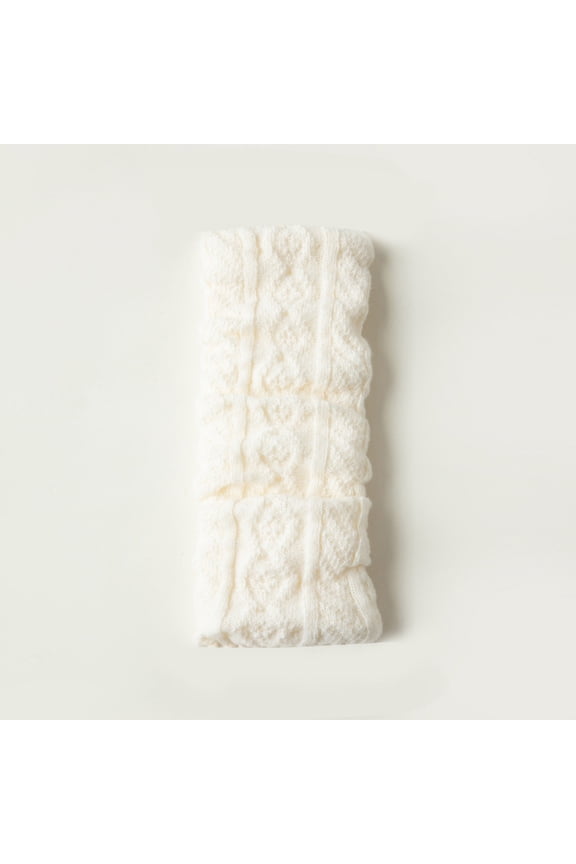 Chunky Knit Slouch Socks, Oversized Cable Pattern Leg Warmers, Bohemian Style for Boots, Lounge & Cold Weather Fashion White 1Pair