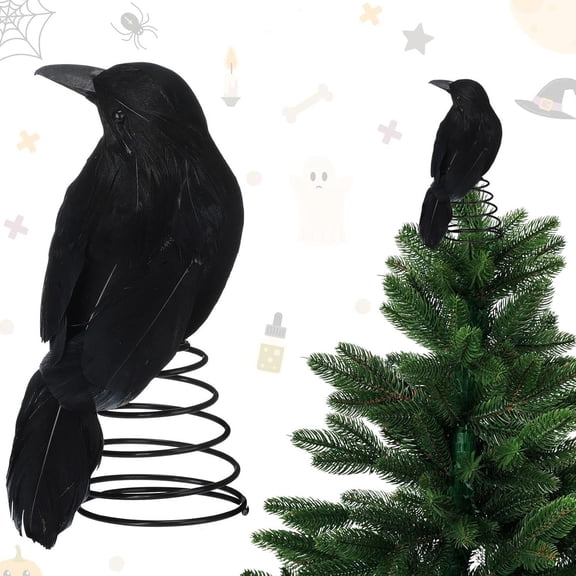 dgysar Crow Tree Top Decoration One Size Funny Stuffed Raven Plush Ears Ornament for Christmas Holiday Party and Family Whimsical Home Decor black One Size