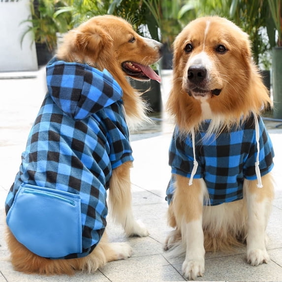 dgysar Dog Hoodie with Pocket Warm Fleece Pet Sweatshirt Soft Puppy Clothes for Small Medium Large Dogs Cats Winter Daily Wear Blue M