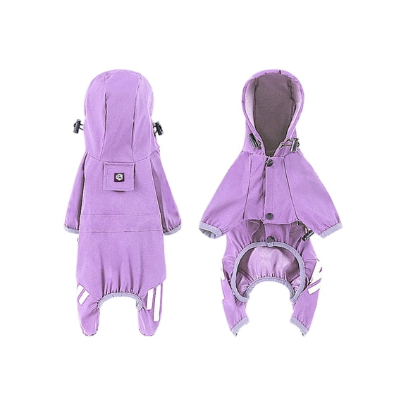 dgysar Dog Raincoat with Hood Waterproof Reflective Pet Rain Poncho Adjustable Slicker Jacket for Large Dogs Outdoor Walking Purple M