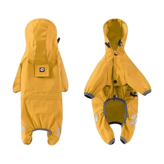 dgysar Dog Raincoat with Hood Waterproof Reflective Pet Rain Poncho Adjustable Slicker Jacket for Large Dogs Outdoor Walking Yellow M