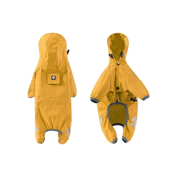 dgysar Dog Raincoat with Hood Waterproof Reflective Pet Rain Poncho Adjustable Slicker Jacket for Large Dogs Outdoor Walking Yellow M