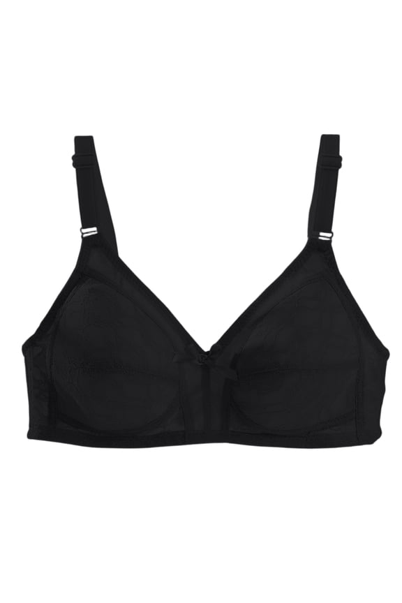 Elegant Plus Size Bra, All-Over Lace with Plunge Neckline, Perfect for Date Night, Anniversary & Feeling Gorgeous Black 40