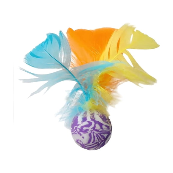 dgysar Feather Elastic Ball Cat Toy for Teeth Grinding and Dental Care Interactive Bouncing Chaser Toy for Hunting Instinct Stimulation and Indoor Play Fun