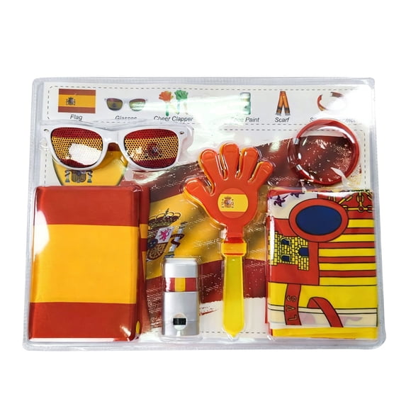 dgysar Football Fan Set One Size Cheering Props with Flag Glasses Face Paint Clapping Hands for Stadium and Family Sports Match Night C 6PC