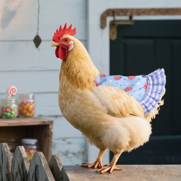 dgysar Fruit Pattern Chicken Vest Elastic Poultry Saddle and Feather Protector with Lace Decor for Hens Ducks and Geese Farm Supplies 1PC Blue 1PC