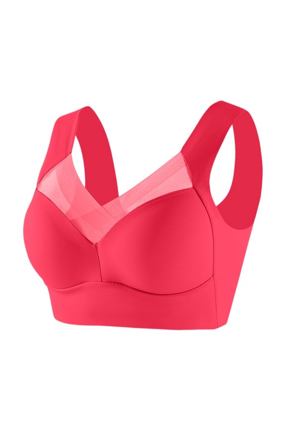 Full Bust No Underwire Bra, Seamless Design with Side Support Panels, Perfect for Large Cup Sizes & Smooth Look Red 36