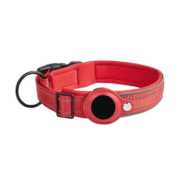 dgysar GPS Dog Collar Reflective Tracker Holder for Apple AirTag Adjustable Tracking Collar for Medium Large Dogs Anti-Lost Red M