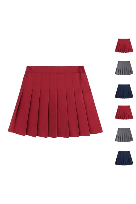 Girls Pleated School Skirt,Solid Color A-Line Skirt, Perfect for Academics, Prep Style & Everyday Wear Navy 130