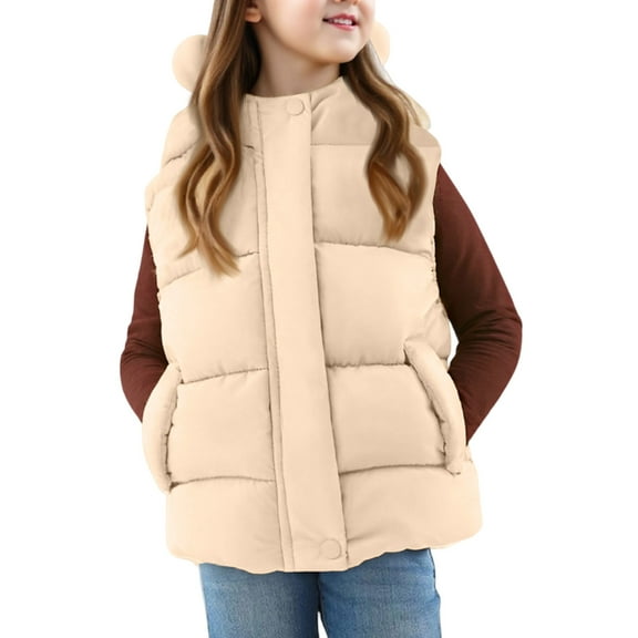 dgysar Girls Puffer Vest, Lapel Design Down Alternative Sleeveless Jacket, Warm Water-Resistant Layer for Winter Sports. 100Yellow
