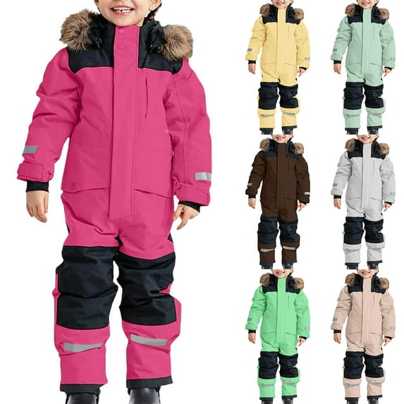 dgysar Girls Snowsuit Waterproof Snowboarding Coveralls One Piece Ski Suit for Kids Winter Outdoor Windproof Jumpsuits Coffee 160