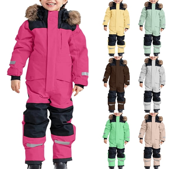 dgysar Girls Snowsuit Waterproof Snowboarding Coveralls One Piece Ski Suit for Kids Winter Outdoor Windproof Jumpsuits Green 150