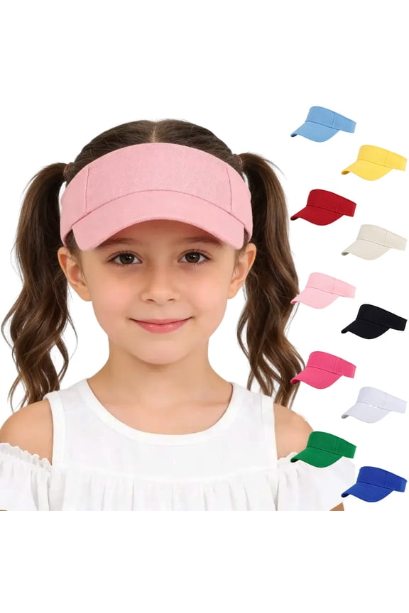 Junior Adjustable Sun Visor Lightweight Empty Top Sports Hat for Youth Play Pink 1PC