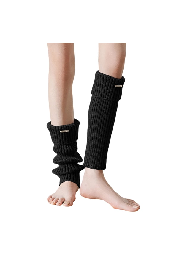 Knit Leg Warmers, Solid color Cable Stitch Sleeves for Ankles or Calves, Retro 80s Style for Dance, Fashion & Boot Toppers Black 1Pair
