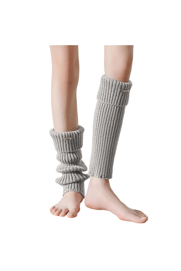 Knit Leg Warmers, Solid color Cable Stitch Sleeves for Ankles or Calves, Retro 80s Style for Dance, Fashion & Boot Toppers Light Gray 1Pair