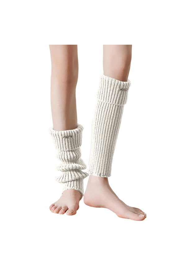 Knit Leg Warmers, Solid color Cable Stitch Sleeves for Ankles or Calves, Retro 80s Style for Dance, Fashion & Boot Toppers White 1Pair