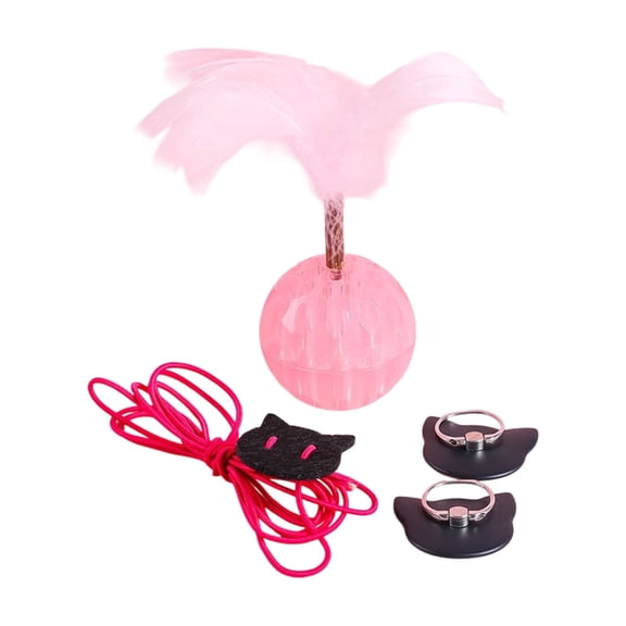 dgysar Luminous Glow Ball with Feather and Silvervine Interactive Hanging Door Bouncing Toy for Hunting Instinct Stimulation and Indoor Boredom Relief