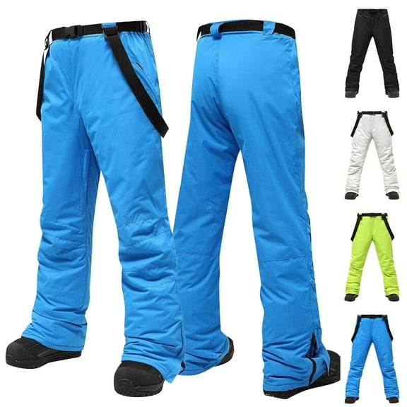 dgysar Men's Fleece Lined Water Resistant Ski Snow Pants Thermal Insulated Windproof Outdoor Pants with 3 Zipper Pockets White XL